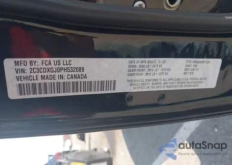 2023 Dodge Charger Scat Pack from USA, damaged, VIN 2C3CDXGJ0PH532089